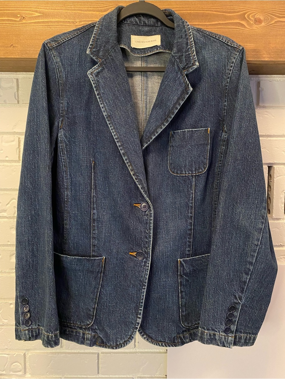 Jones New York Jeans Denim Blazer Jacket Cotton Blue Casual Women’s Large